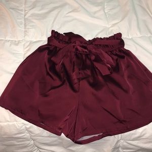 maroon high waisted shorts